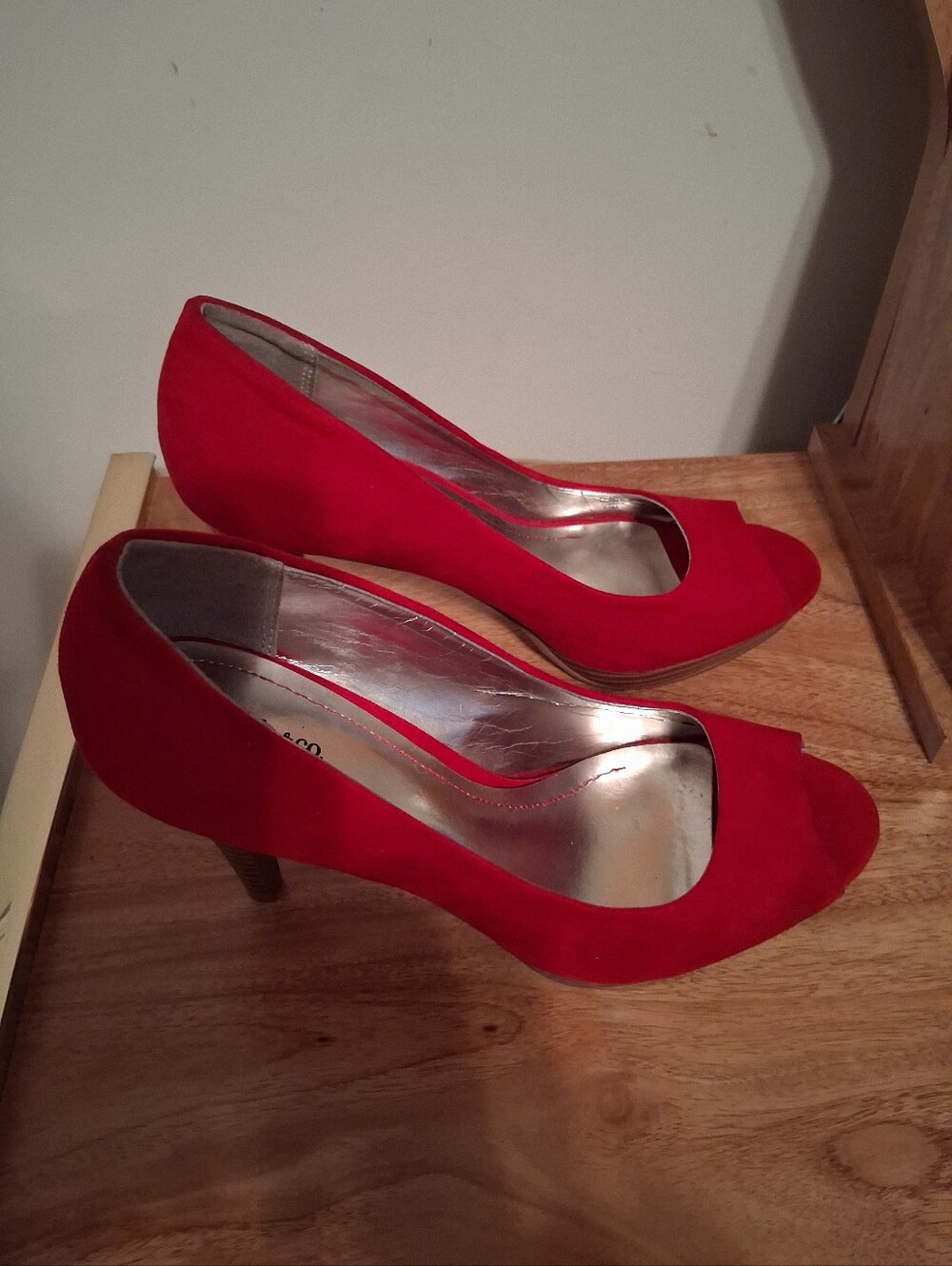 Style & Co. Red Peep-Toe Suede Pumps